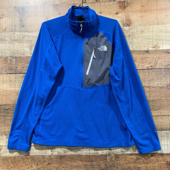 The North Face Long Sleeve Blue 1/2 Zip Fleece Pullover Size Large - Picture 1 of 6